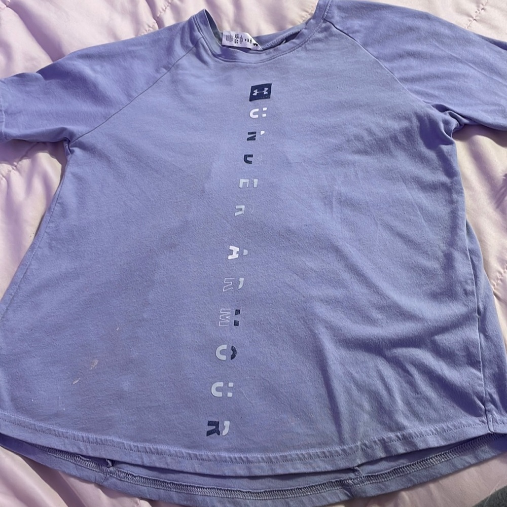 Lavender under Armour girls athletic short sleeve top